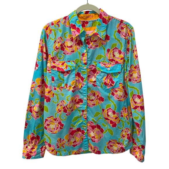 Lilly Pulitzer Floral Blouse - Blue and Pink - Picture 1 of 10
